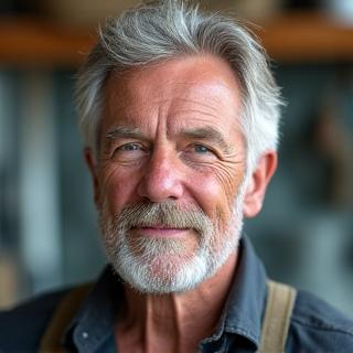 Portrait of Arthur 'The Admiral' Finch, founder of Serpent Scale, with a thoughtful, expert expression.