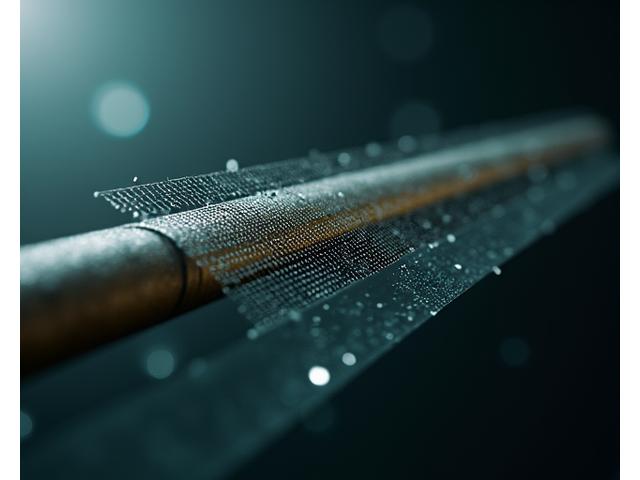 Close-up of a fishing rod shaft demonstrating lightweight composite material, highlighting its advanced structure.