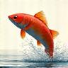 Icon of a strong, healthy fish jumping from water, illustrating angler success and environmental responsibility.