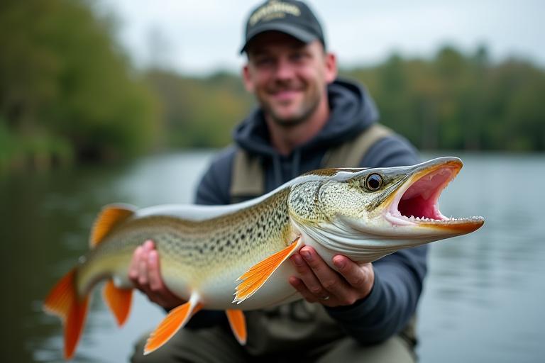 Professional angler holding a trophy-winning fish, custom Serpent Scale lure visible
